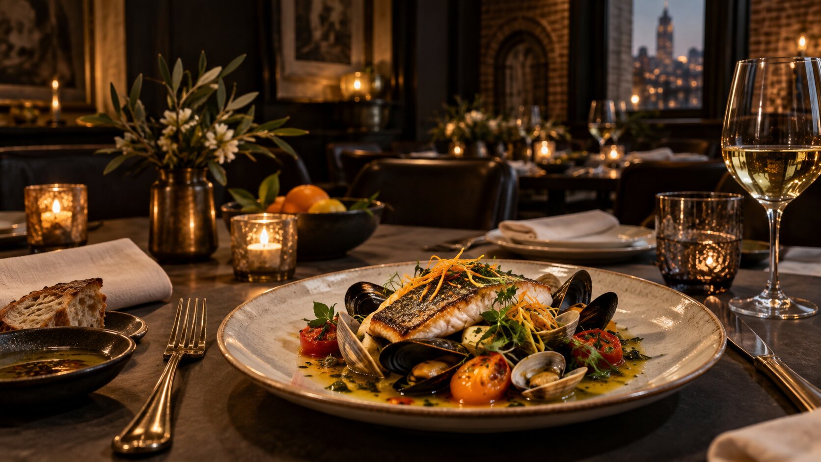Sicilian-inspired private dining table presentation in Chicago