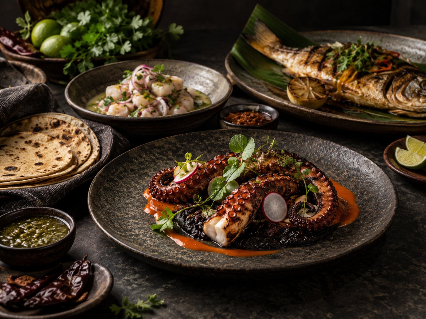 Refined Mexican-inspired culinary presentation