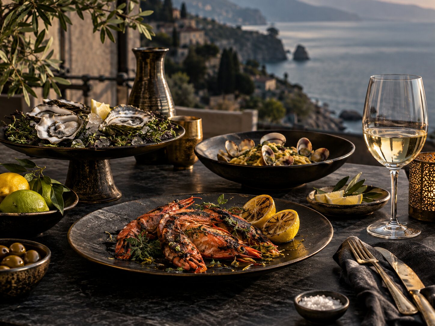 Sicilian-inspired food presented for an intimate tasting